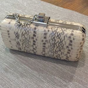 Rachel Zoe python embossed clutch